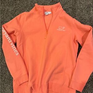 Vineyard Vines Coral Quarter-Zip Sweatshirt